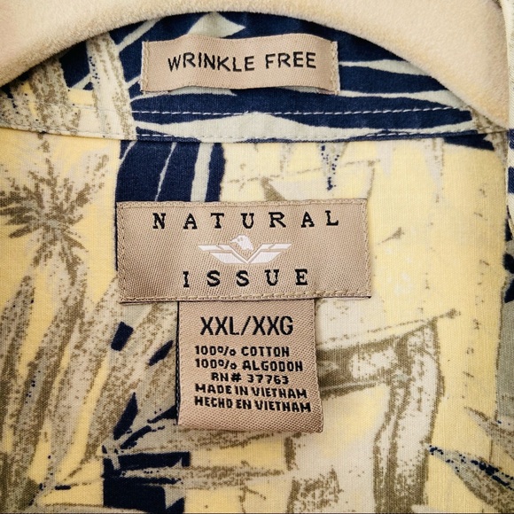 Natural issue cotton Palm Tree Hawaiian Short Sleeve button down Shirt Tropical - Picture 7 of 7